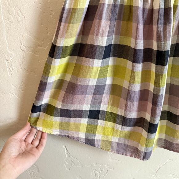 Torrid Size 1 Peplum Gauze Smocked Off-Shoulder Top - Purple Yellow Plaid - Picture 5 of 9